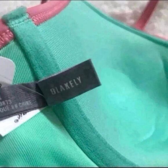 NWT Aerie Bikini Top 34C Blakely Lace Up Back Mint Green / Pink Swim AEO AE - Picture 6 of 7